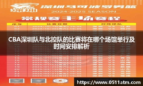 CBA深圳队与北控队的比赛将在哪个场馆举行及时间安排解析